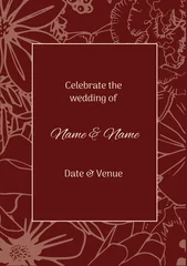  Composition of wedding invitation text over indian pattern on red background © vectorfusionart