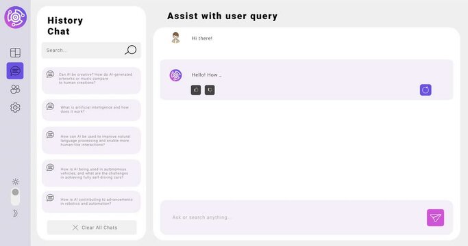 Animation of ai chat data processing over screen