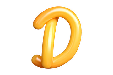 3D render tube type letter D in orange. Graphic resource suitable for prints, artworks, mood boards and web advertisings. High quality 3D illustration.