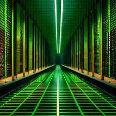 3d futuristic fragmented tiled mosaic labyrinth interior. Generative AI