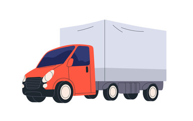 Cargo truck for delivery service. Freight auto transport, road vehicle delivering goods, shipment. Lorry with trailer, transportation. Flat vector illustration isolated on white background © Good Studio
