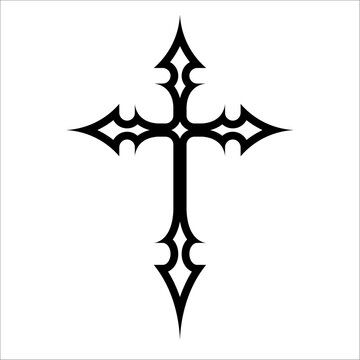 gothic cross icon flat vector illustration modern logo design isolated on white background