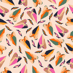 Modern vector seamless flowers pattern.Botanical contemporary abstract seamless pattern.Fashionable template.Vector seamless tropical floral pattern.