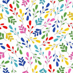  Modern vector seamless flowers pattern.Hand drawn unique print.Fashionable template.