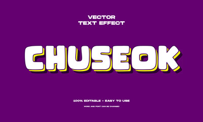 Fototapeta premium Chuseok editable text effect. Purple fun cartoon style