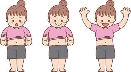 ぽっちゃり女性　表情3パターン