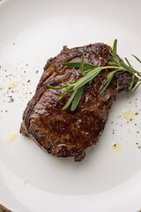 delicious steak on a white plate 