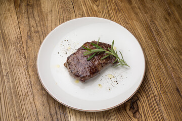 delicious steak on a white plate 