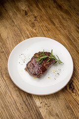 delicious steak on a white plate 