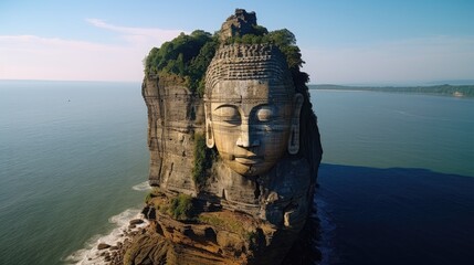 giant weathered buddha statue in a rocky cliff