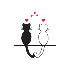 Illustration of hand-drawn cats contour graphics
