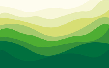 Obraz premium Green curves and the waves of the sea vector background flat design style - stock illustration