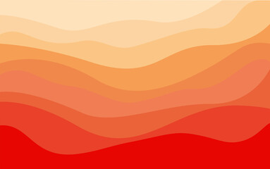 Orange curves and the waves of the sea vector background flat design style - stock illustration