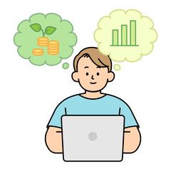 Man studying about investments. investment concept illustrations. Simple Vector Illustration.
