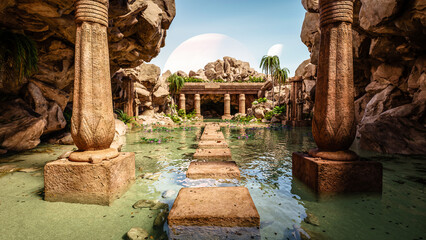 3d illustration render.Egypt ancient temple background