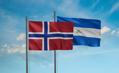 Nicaragua and Norway flag