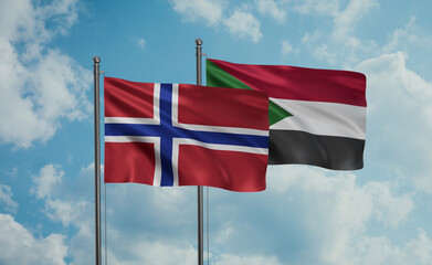 Sudan and Norway flag