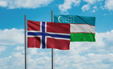 Uzbekistan and Norway flag