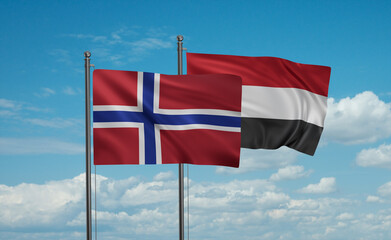 Yemen and Norway flag