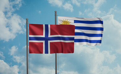 Uruguay and Norway flag