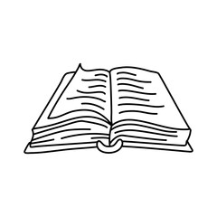 Book icon in doodle style. Hand drawn doodle book. Element for education or knowledge. Isolated on white background