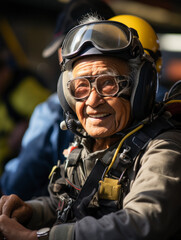 senior people skydiving