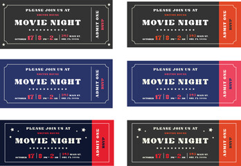 Set of isolated movie tickets