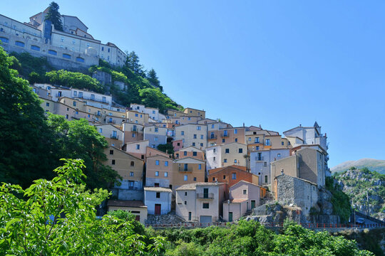 Panoramic view of Muro Lucano, an old village in the mountains of Basilicata region, Italy.
