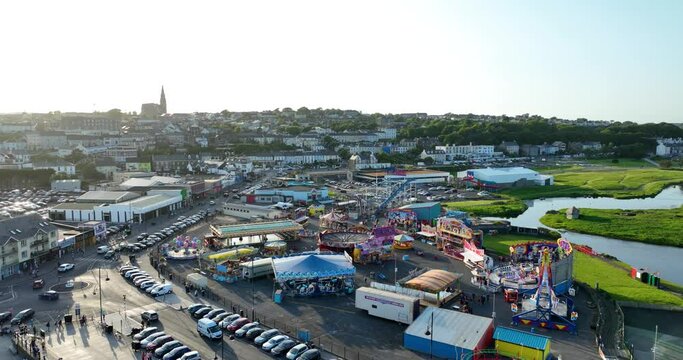 Beautiful amusement park and attractions in Tramore Ireland 4k