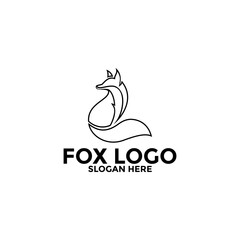 Fox Line Logo vector icon, Simple and modern Fox logo design template
