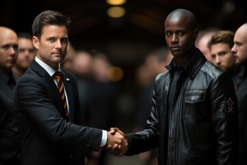 Soccer players shaking hands after a competitive match  - stock photography concepts