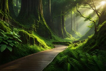 road in the forest generated ai