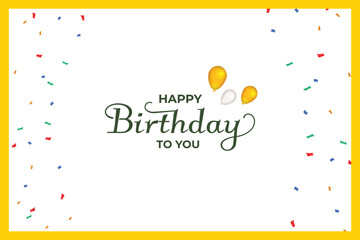 Happy birthday white background color social media card poster or banner design vector file