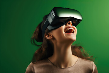 Woman Wearing Virtual Reality Headset. Women And Vr, Virtual Reality Technology, Vr Gaming, Vr Design And Development, Vr Education, Female Gaming, Online Socializing Through Vr