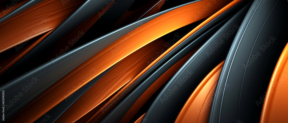 Wall mural 3d black and orange abstract background. generative ai