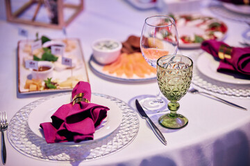 table setting with champagne