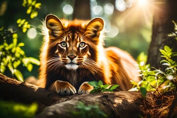 Fototapeta premium Tiger in the forest, Generated using AI
