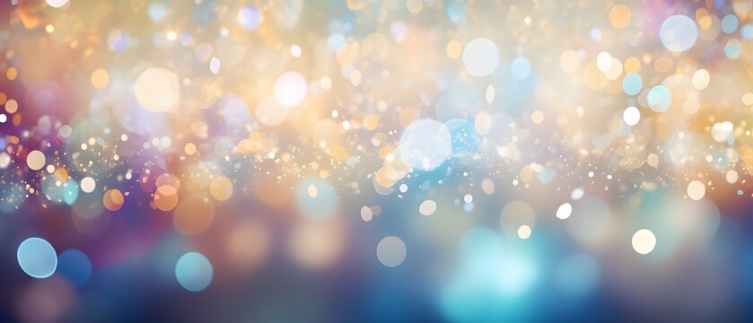 Abstract background with bokeh defocused lights and stars in blue colors