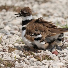 Adorable Killdeer Family Mom Babies Tucked Under Sweetwater Wetlands Park Gainesville Florida