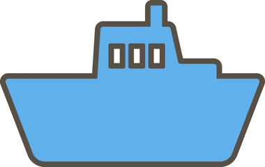 かわいいシンプルな船のデフォルメイラスト