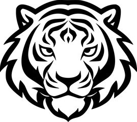 Tiger - Black and White Isolated Icon - Vector illustration