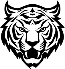 Tiger - Black and White Isolated Icon - Vector illustration