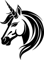 Unicorn - Black and White Isolated Icon - Vector illustration