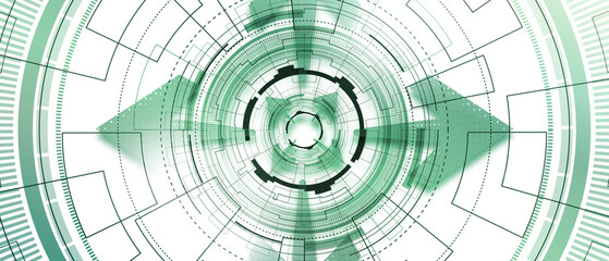 Green arrow futuristic target of illustration with layers
