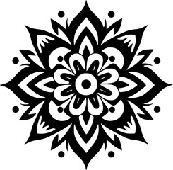 Mandala - Black and White Isolated Icon - Vector illustration