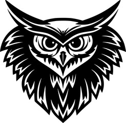 Fototapeta premium Owl - Black and White Isolated Icon - Vector illustration
