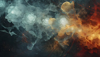 An abstract canvas art piece, featuring an array of bubbles in warm tones