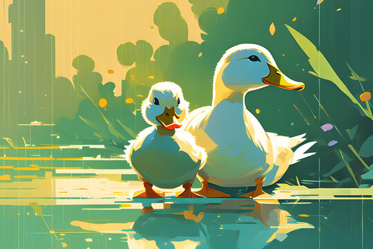 ducks on the lake, Generative AI