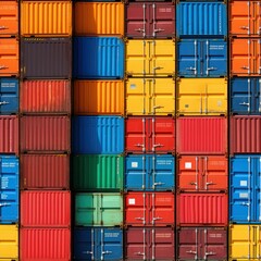 Fototapeta premium Seamless pattern with stacked Freight Containers 