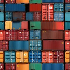 Seamless pattern with stacked Freight Containers 